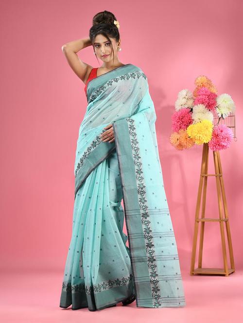 women self design tant saree - 22046345 - Very Small Image - 1