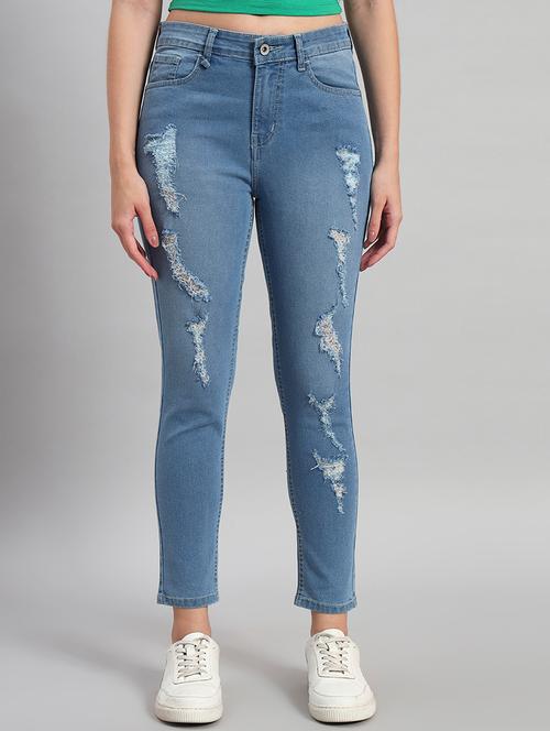 women distressed high rise slim fit jeans   - 22048072 - Very Small Image - 1