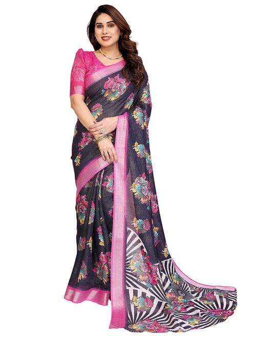 women floral printed saree with blouse - 22048197 - Very Small Image - 1