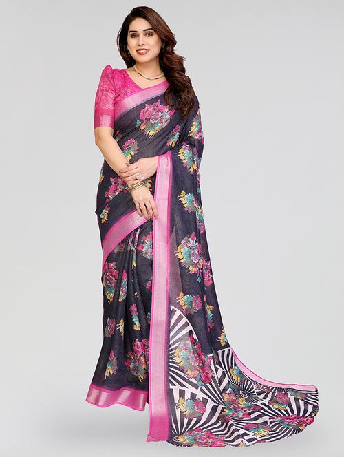 women floral printed saree with blouse - 22048209 - Very Small Image - 1