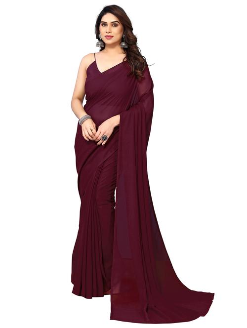 women solid plain saree with blouse - 22048254 - Very Small Image - 1