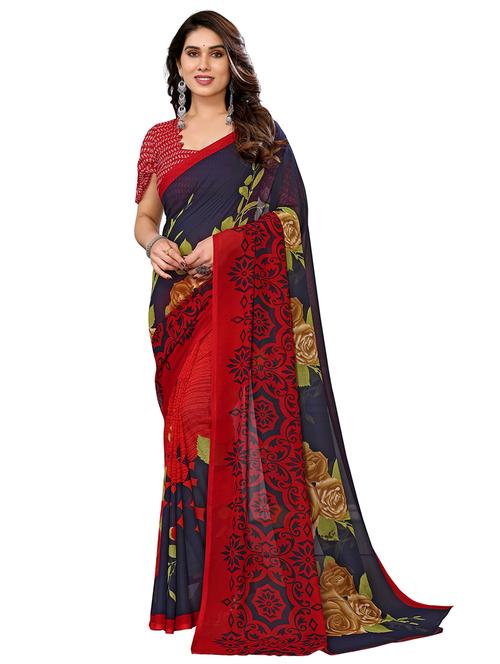 women printed casual wear saree with blouse - 22048285 - Very Small Image - 1