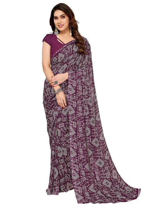 women printed casual wear saree with blouse - 22048325 - Very Small Image - 1