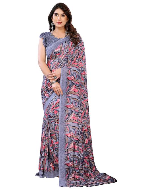 women printed casual wear saree with blouse - 22048407 - Very Small Image - 1