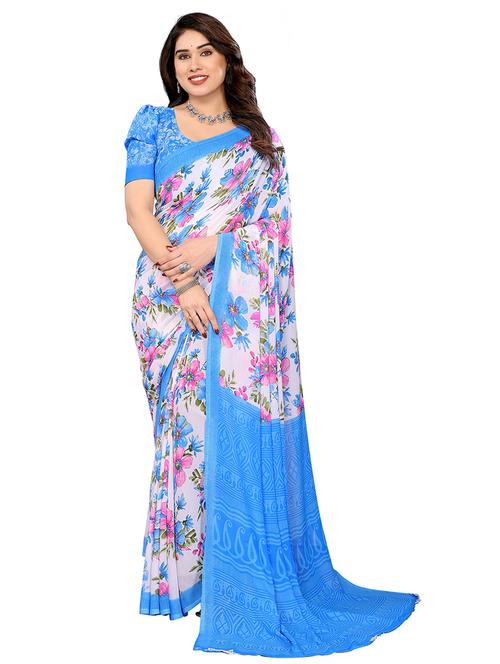 women printed casual wear saree with blouse - 22048488 - Very Small Image - 1