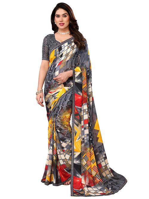 women printed casual wear saree with blouse - 22048501 - Very Small Image - 1
