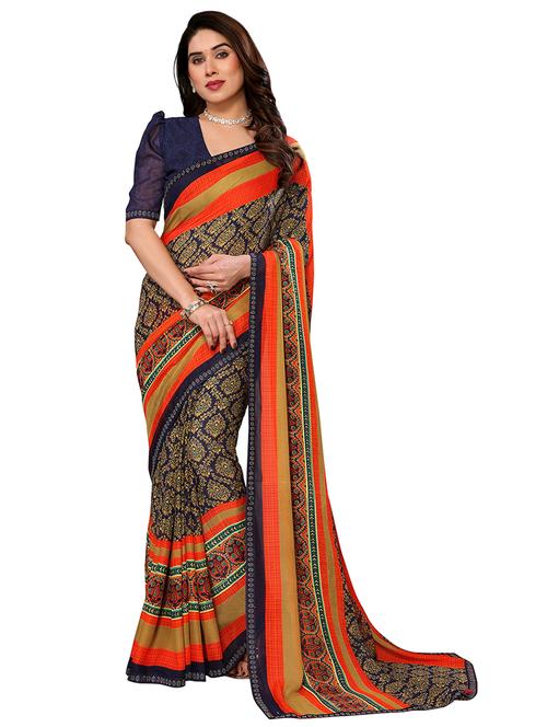 women printed casual wear saree with blouse - 22048504 - Very Small Image - 1