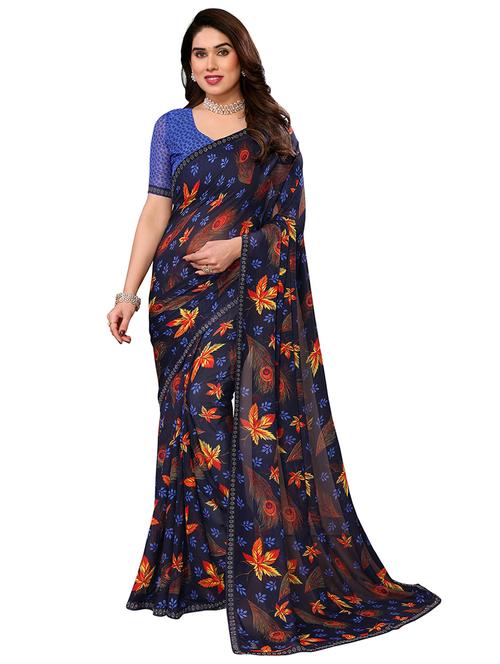 women printed casual wear saree with blouse - 22048512 - Very Small Image - 1