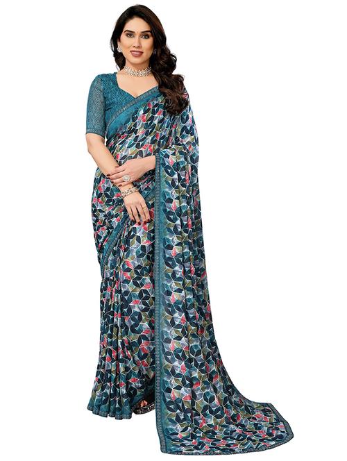 women printed casual wear saree with blouse - 22048516 - Very Small Image - 1
