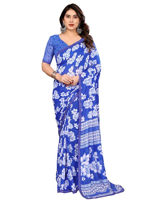 women printed casual wear saree with blouse - 22048575 - Very Small Image - 1
