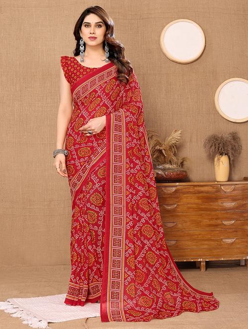 women printed casual wear saree with blouse - 22048672 - Very Small Image - 1
