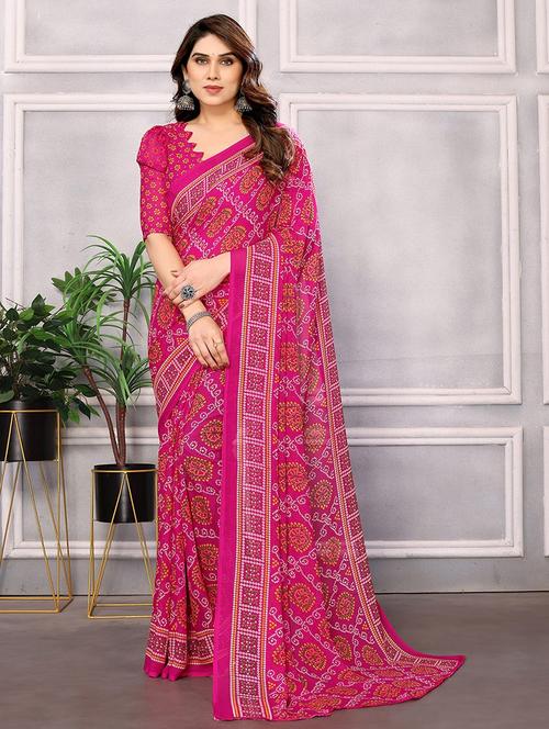 women printed casual wear saree with blouse - 22048673 - Very Small Image - 1