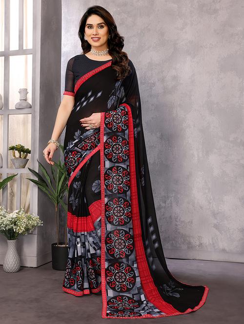 women printed casual wear saree with blouse - 22048840 - Very Small Image - 1