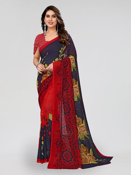 women printed casual wear saree with blouse - 22048986 - Very Small Image - 1