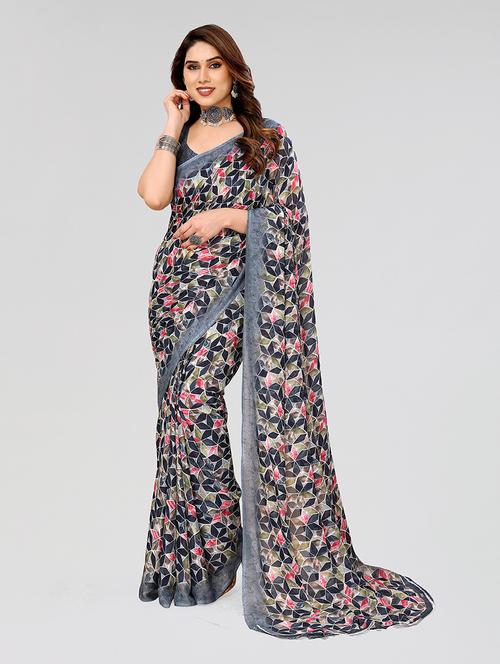 women printed casual wear saree with blouse - 22049035 - Very Small Image - 1