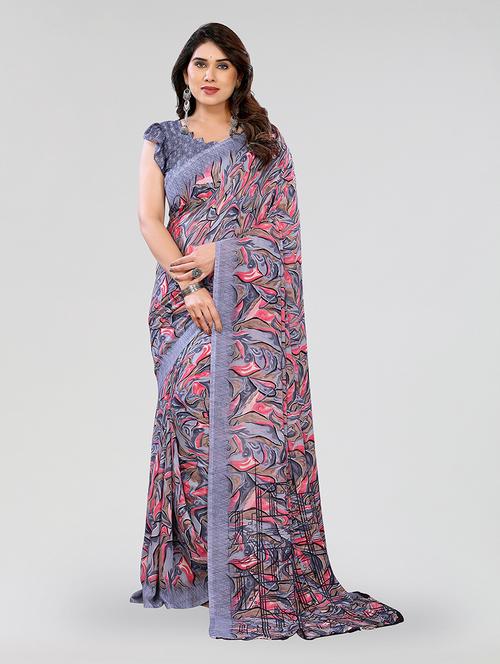 women printed casual wear saree with blouse - 22049111 - Very Small Image - 1