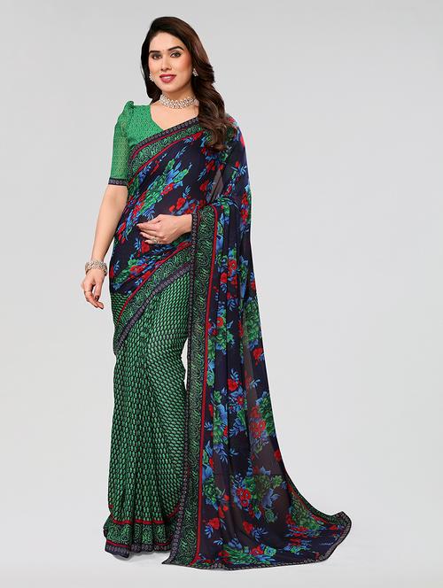women printed casual wear saree with blouse - 22049199 - Very Small Image - 1