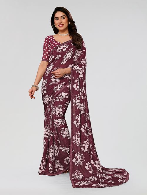 women printed casual wear saree with blouse - 22049218 - Very Small Image - 1