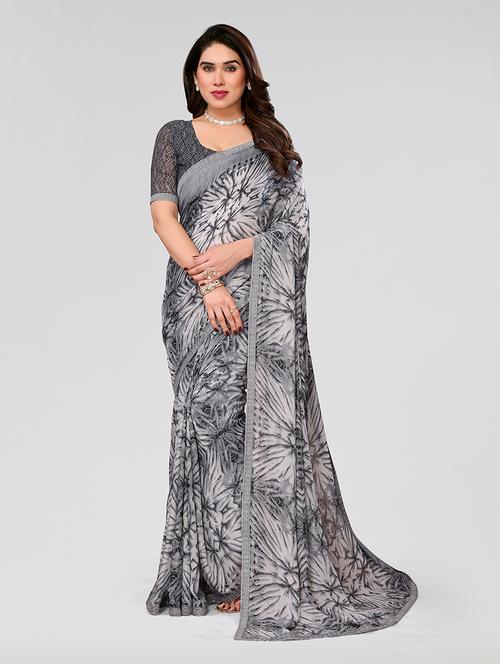 women printed casual wear saree with blouse - 22049219 - Very Small Image - 1