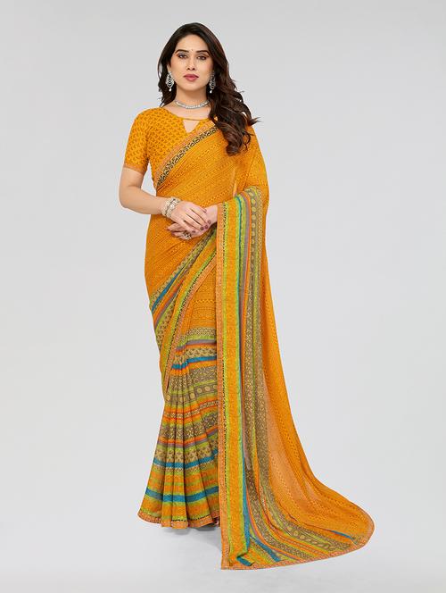 women printed casual wear saree with blouse - 22049226 - Very Small Image - 1