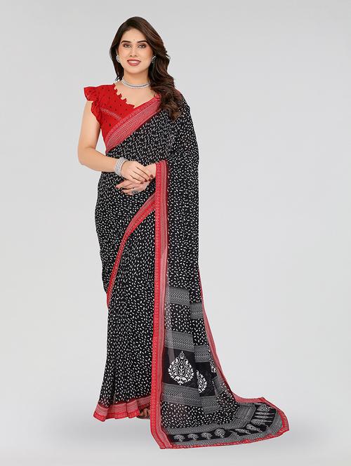women printed casual wear saree with blouse - 22049259 - Very Small Image - 1