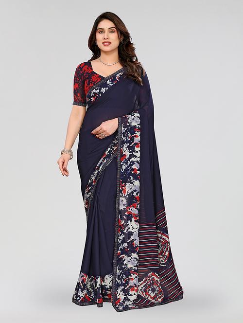 women printed casual wear saree with blouse - 22049271 - Very Small Image - 1