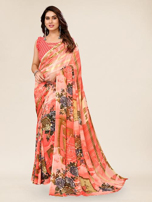 women printed casual wear saree with blouse - 22049336 - Very Small Image - 1