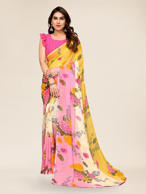 women printed casual wear saree with blouse - 22049337 - Very Small Image - 1
