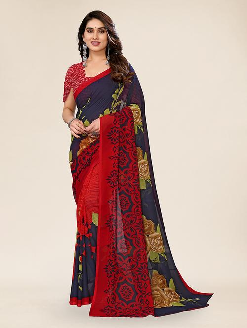 women printed casual wear saree with blouse - 22049338 - Very Small Image - 1