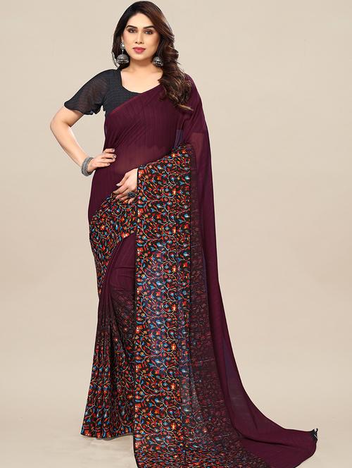 women printed casual wear saree with blouse - 22049359 - Very Small Image - 1