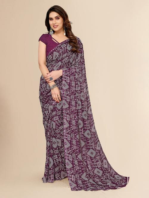 women printed casual wear saree with blouse - 22049381 - Very Small Image - 1