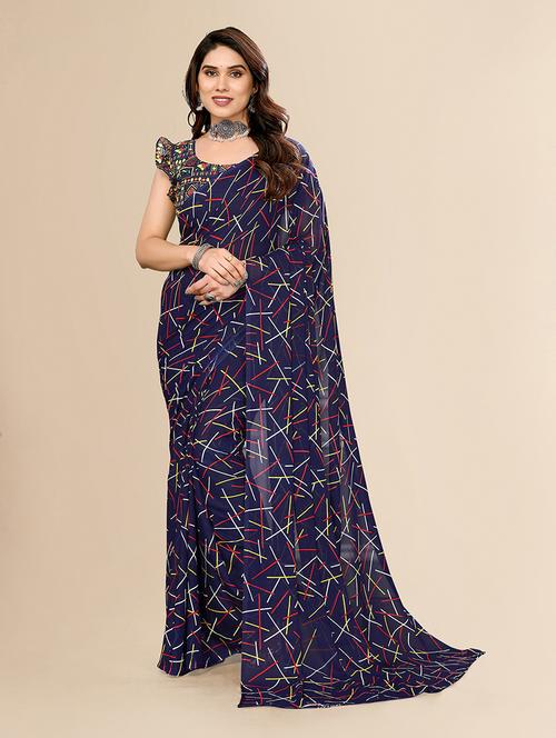 women printed casual wear saree with blouse - 22049397 - Very Small Image - 1