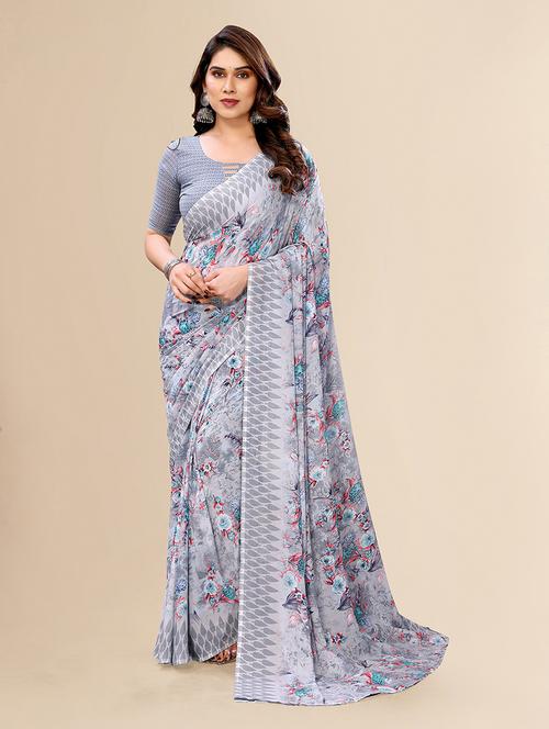 women printed casual wear saree with blouse - 22049409 - Very Small Image - 1