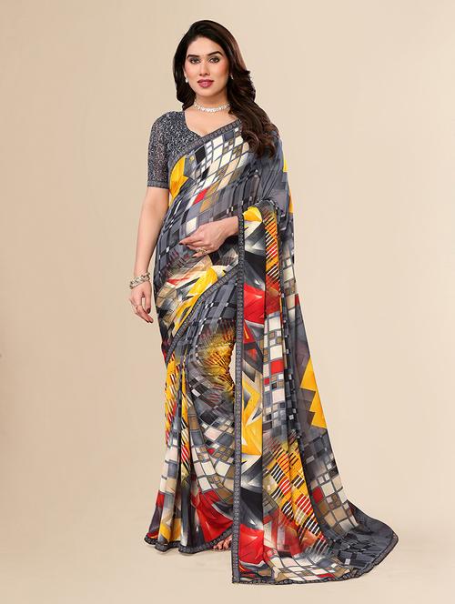 women printed casual wear saree with blouse - 22049557 - Very Small Image - 1