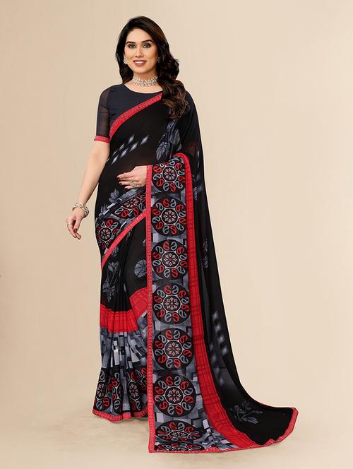 women printed casual wear saree with blouse - 22049559 - Very Small Image - 1