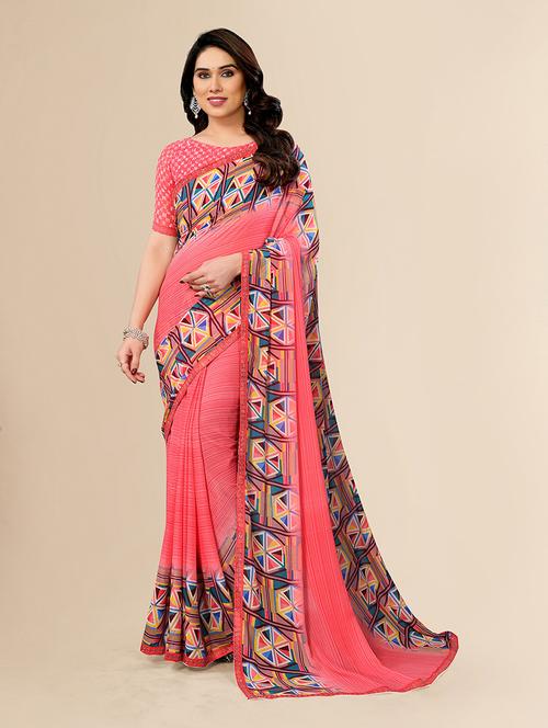 women printed casual wear saree with blouse - 22049562 - Very Small Image - 1