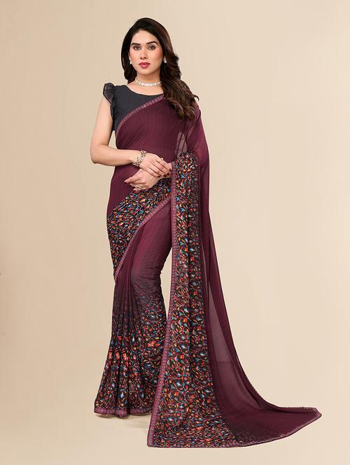 women printed casual wear saree with blouse - 22049566 - Very Small Image - 1