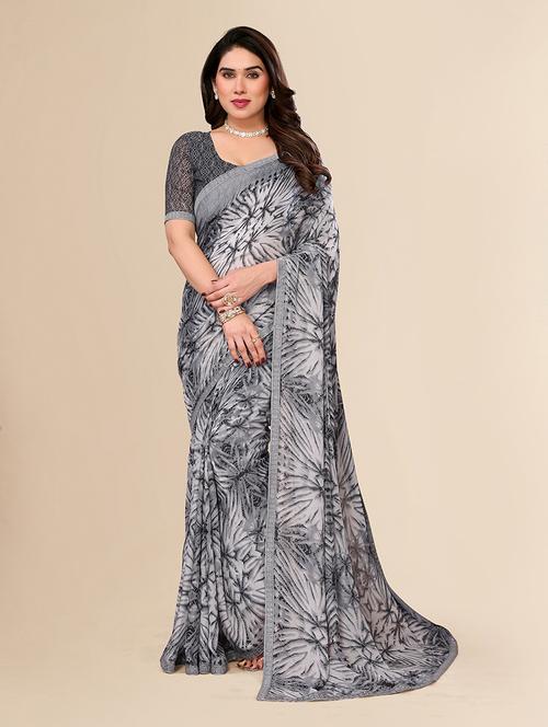 women printed casual wear saree with blouse - 22049571 - Very Small Image - 1