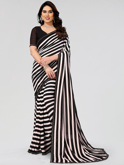 women printed casual wear saree with blouse - 22050141 - Very Small Image - 1