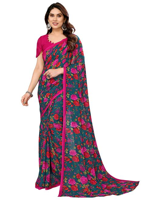 women printed casual wear saree with blouse - 22050199 - Very Small Image - 1