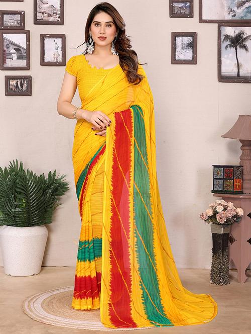 women printed casual wear saree with blouse - 22050275 - Very Small Image - 1