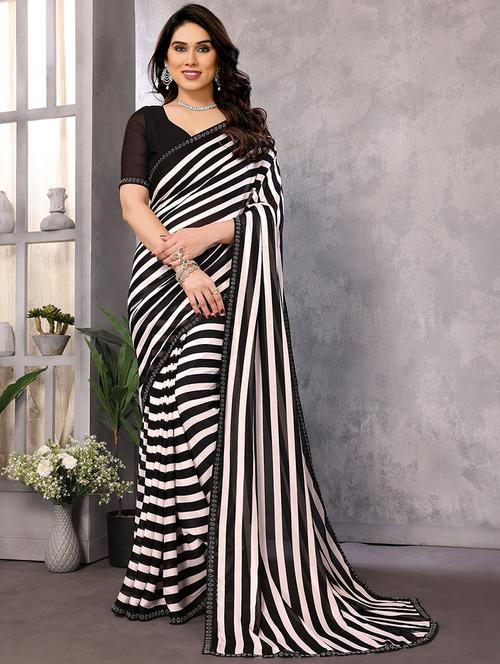 women printed casual wear saree with blouse - 22050287 - Very Small Image - 1