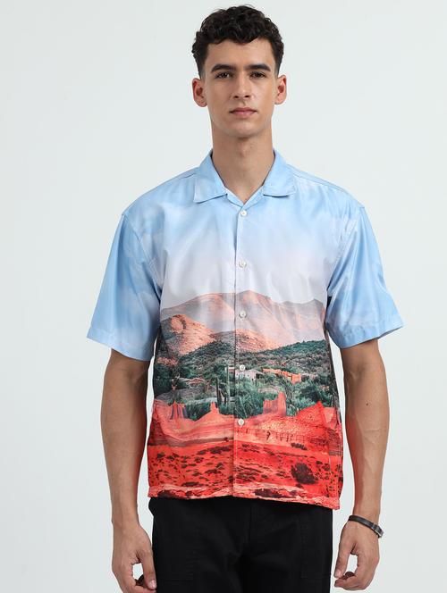 men printed cuban collared short sleeve shirt - 22052114 - Very Small Image - 1