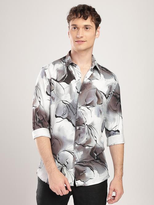 men printed collared long sleeve regular fit shirt - 22052125 - Very Small Image - 1