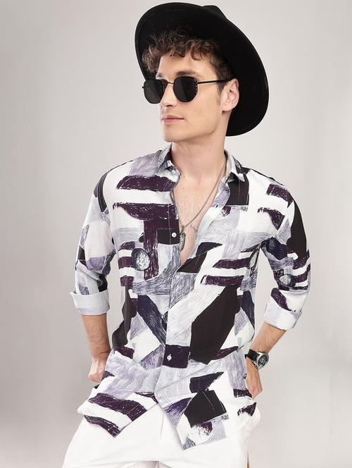 Men Printed Collared Long Sleeve Regular Fit Shirt - 22052127 - Very Small Image - 1