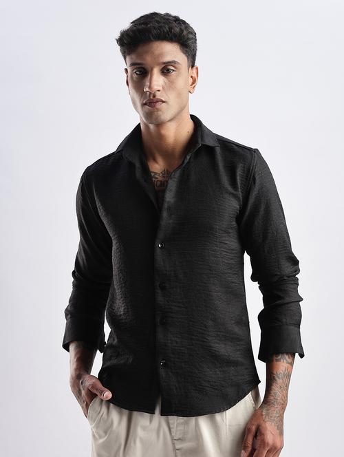 men solid collared long sleeve regular fit shirt - 22052155 - Very Small Image - 1