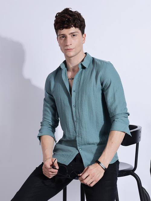 men solid collared long sleeve regular fit shirt - 22052181 - Very Small Image - 1