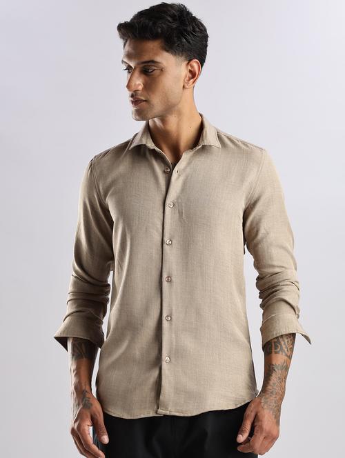 men solid collared long sleeve regular fit shirt - 22052190 - Very Small Image - 1