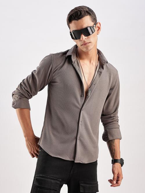men self design long sleeve regular fit shirt - 22052230 - Very Small Image - 1