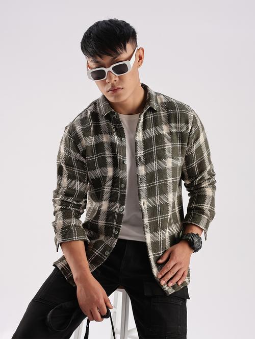 men checkered collared long sleeve regular fit shirt - 22052244 - Very Small Image - 1